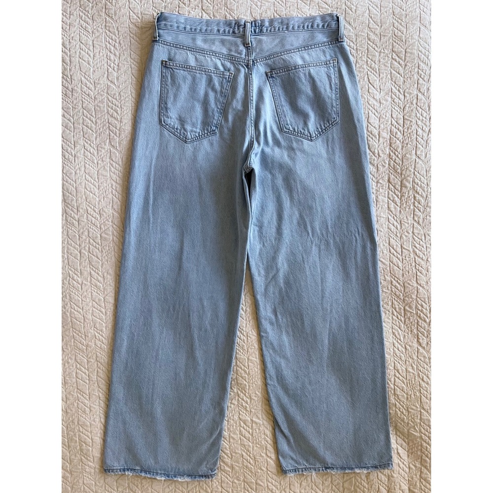 AGOLDE Low Slung Baggy Size 29 Light Blue Jeans Wide Leg Distressed Hem - Picture 4 of 8